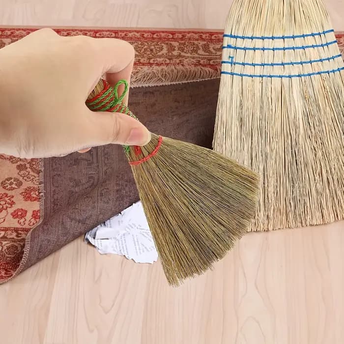 1 balai à main avec poils tressés - Chariot de balayage manuel portable