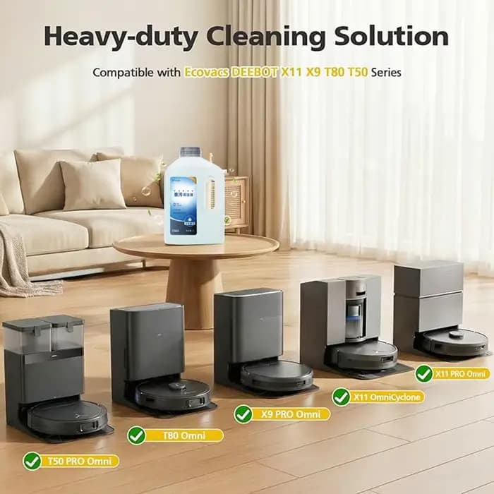 Solution de nettoyage haute performance pour robot aspirateur Ecovacs (1L) pour la famille DEEBOT X11/accessoires X12 OmniCyclone