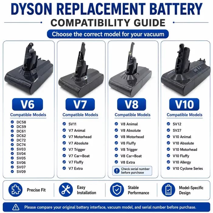 Batterie d'aspirateur rechargeable pour Dyson V6 V7 V8 V10Series SV09 SV10 SV11 SV12 DC62 Absolute Fluffy Animal Pro