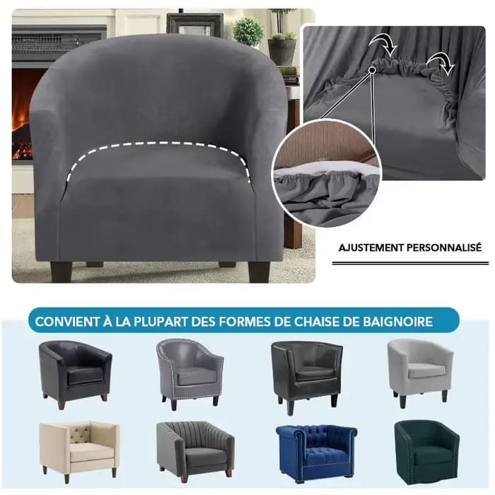 Housse de fauteuil club en velours