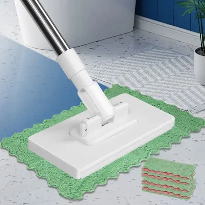 Nouveau avec 3 chiffons réutilisables Serpillère mains libres 360 ° Clip de fixation automatique pour serpillière à