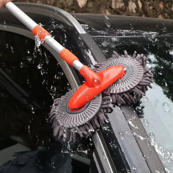 Tête de brosse Double, vadrouille télescopique à trois sections pour lavage de voiture
