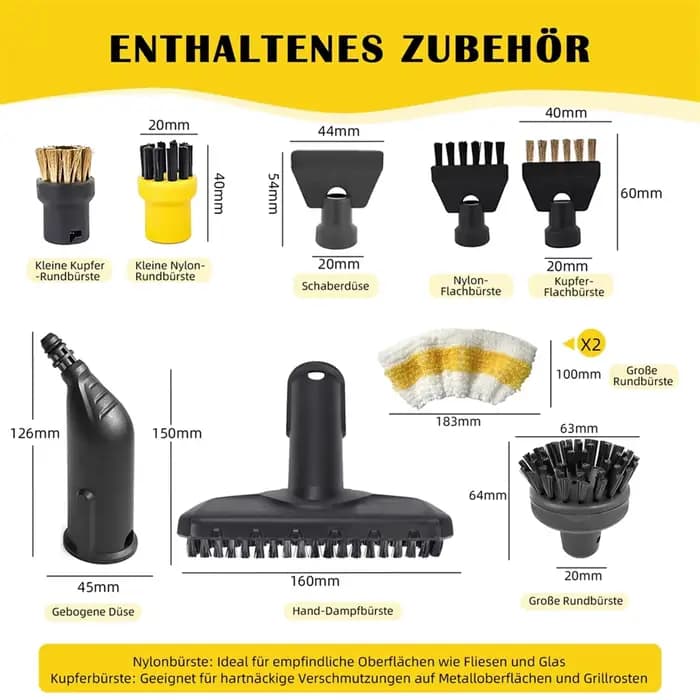C-ABUB Ensemble d'accessoires 10 pièces pour nettoyeurs vapeur Karcher SC1