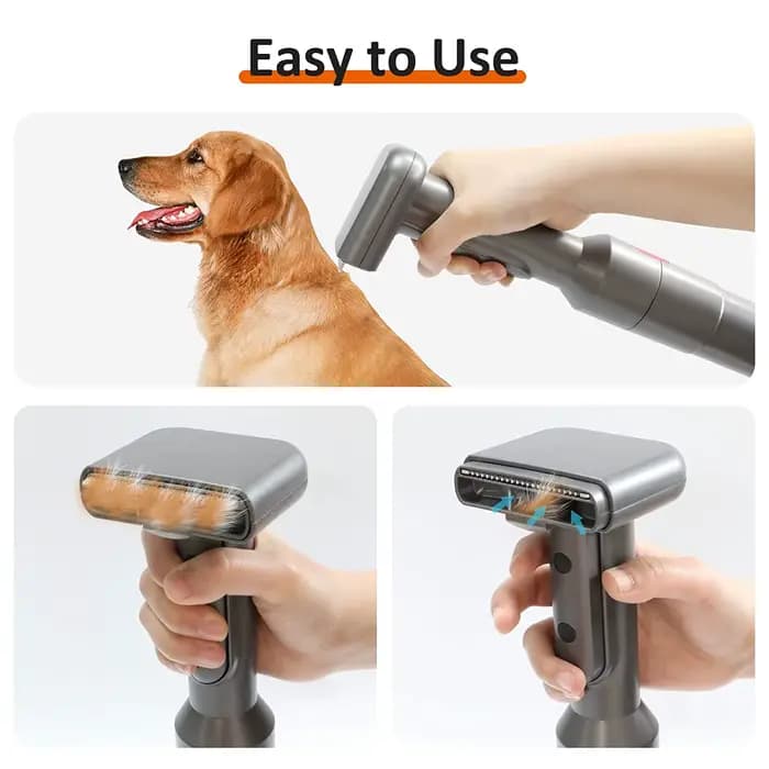 Brosse à chien avec aspirateur