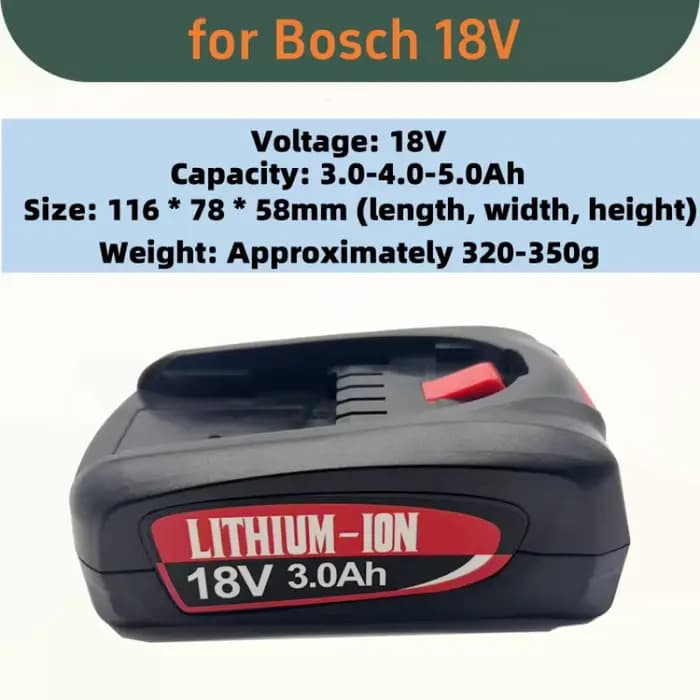 Batterie de remplacement au Lithium pour outil électrique vert Bosch, aspirateur, PBA18V, 3000mAh, 18V, PBA, PSA, PSR