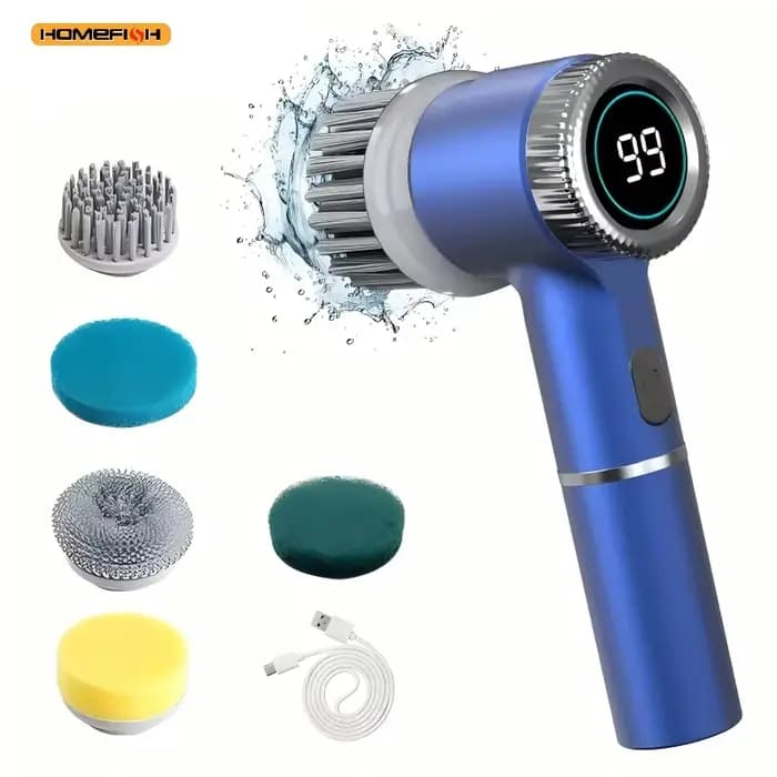 Épurateur électrique à rotation avec 5 têtes de brosse remplaçables