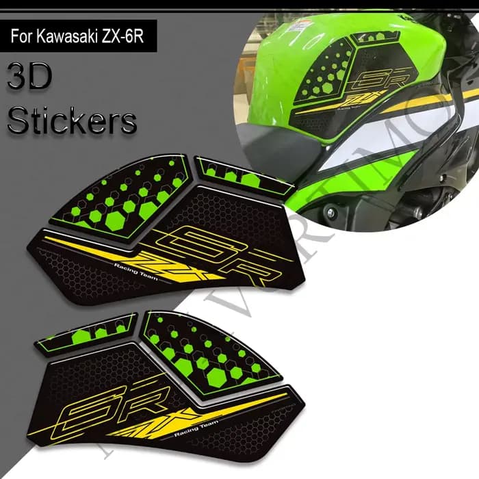 ZX 6R 2024 accessoires 3D résine autocollant talon Protection réservoir Pad autocollants Kit pour kawasaki Ninja ZX-6R ZX6R 2025 2026
