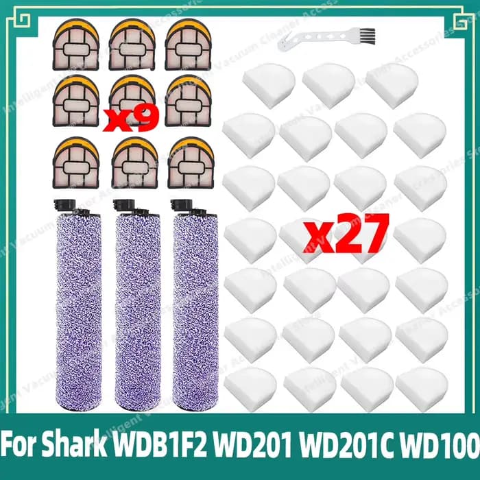 Accessoires compatibles avec Shark WDB1F2 WD201 WD201C WD100 AW201 WD2131S HydroVac XL aspirateur 3-en-1 pièces de rechange brosse rotative filtre