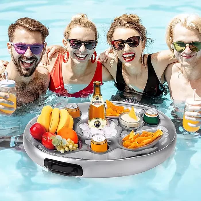Seau de mer d'été, support de verre, accessoires de piscine gonflables, jeu de natation sur la plage, fête de famille, flotteur, plateau de boisson de bière, jouet de Table plus frais