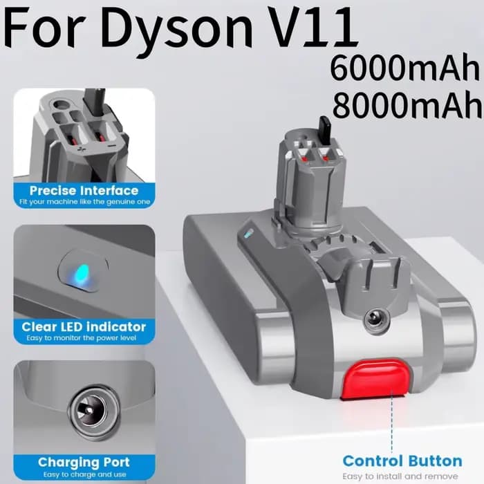 Batterie 25.2V 6000mAh/8000mAh pour aspirateur Dyson V11 SV15 SV16 SV17 SV18 SV22