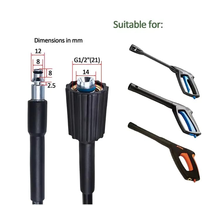 Tuyau de nettoyage d'eau à pression de 6 à 20M, cordon de tuyau d'arrosage, Lance de lavage, tuyau d'extension de pistolet pour Nilfisk STIHL Gerni HUSQVARNA