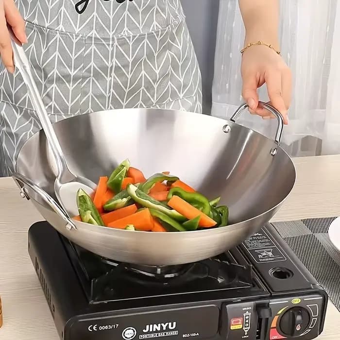 Grand Wok en acier inoxydable