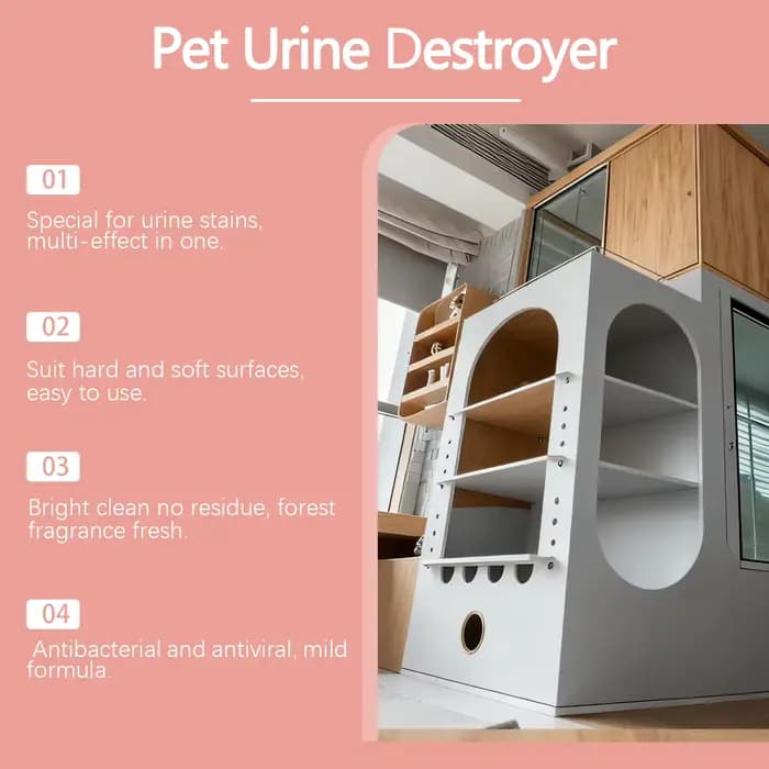Spray Désodorisant et Détachant pour Urine d'Animaux – Élimine les Taches et les Odeurs de Chat et de Chien sur Toutes