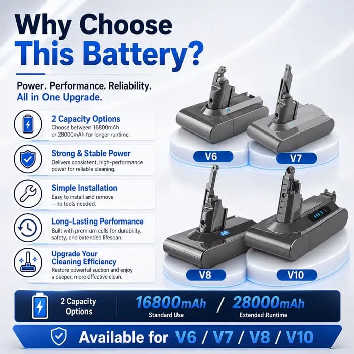 Batterie d'aspirateur rechargeable pour Dyson V6 V7 V8 V10Series SV09 SV10 SV11 SV12 DC62 Absolute Fluffy Animal Pro