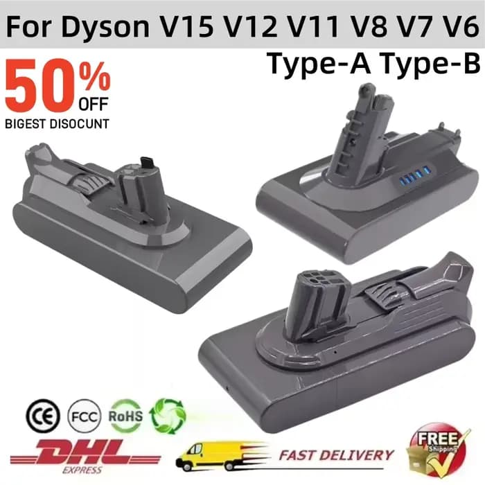 Batterie rechargeable pour aspirateur Dyson V6 V7 V8 V10 V11 V12 V15 type-a série type-b SV07 SV09 SV10 DC62