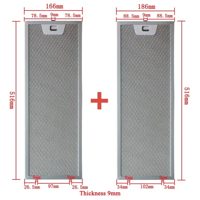 00660222 00660223 jeu de filtres pour hotte de cuisine 516x166 + 516x186mm filtre à graisse