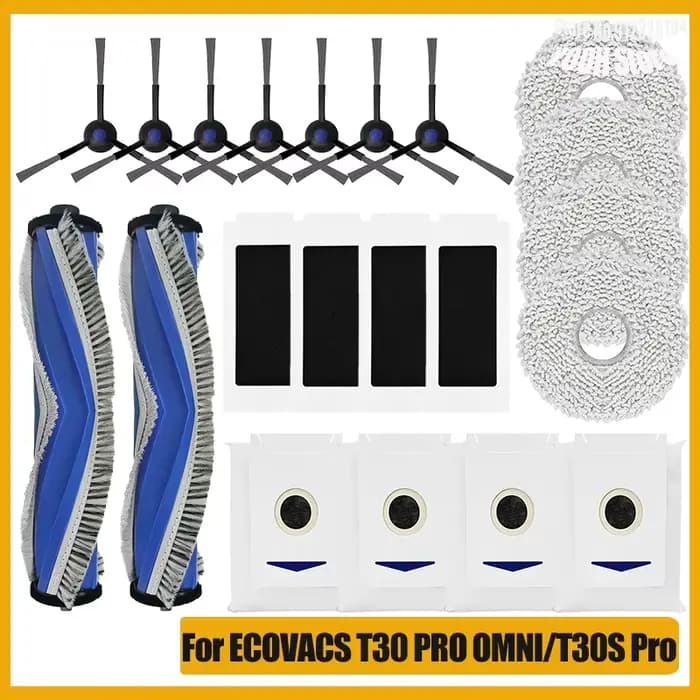 Pour Ecovacs T30 PRO Omni / T30 OMmni / T30S série aspirateur de nettoyage brosse principale/latérale filtre HEPA sac à poussière accessoires de remplacement