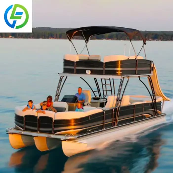 FL Customized Wholesale New 24-30Ft Cruising Party Bargeparty Catamaran Double-Deck Aluminum Pontoon Boat