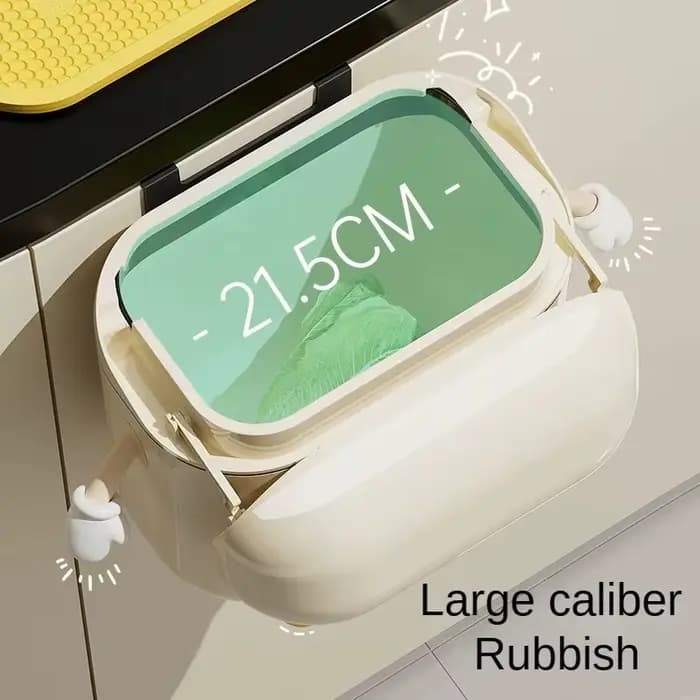 Poubelle murale DIY 9L/12L couleur crème avec couvercle pour déchets alimentaires et salle de bain – Sans se pencher