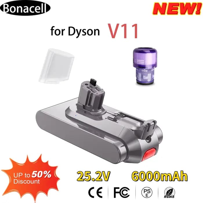 Batterie 25, 2 V 6000 mAh pour aspirateur Dyson série V11 SV15 moelleux 970145 -02 version de boucle