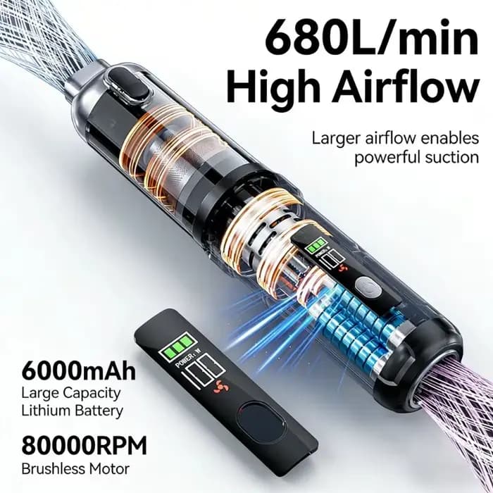 Aspirateur de voiture 17000PA avec moteur sans balais
