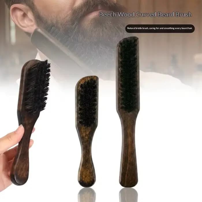 Brosse à barbe en poils de sanglier avec manche en bois