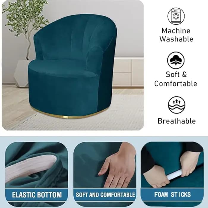 Juste de fauteuil à baril en velours rond