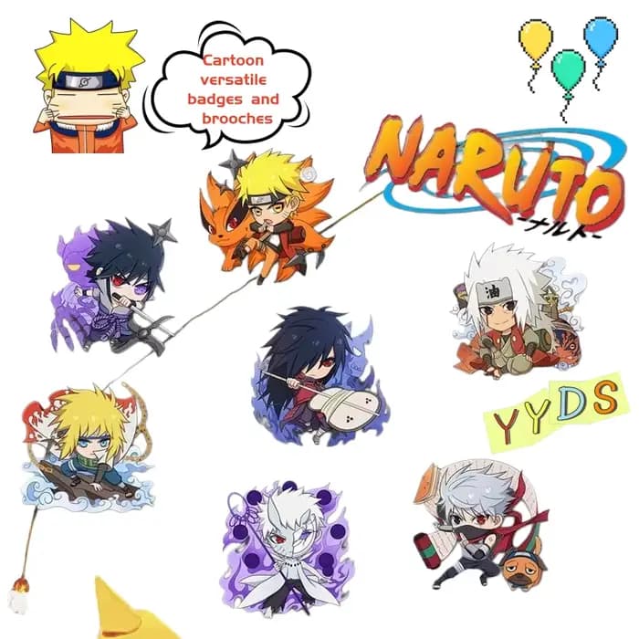 Broche Naruto version Q, dessin animé, Uzumaki Naruto Sasuke, accessoires créatifs attrayants et stylés, badge pour vêtements et sacs à dos