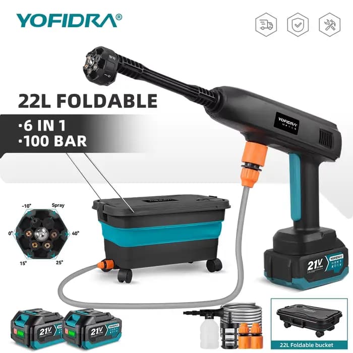 Pistolet de lavage haute pression électrique YOFIDRA avec réservoir d'eau pliable de 22 L