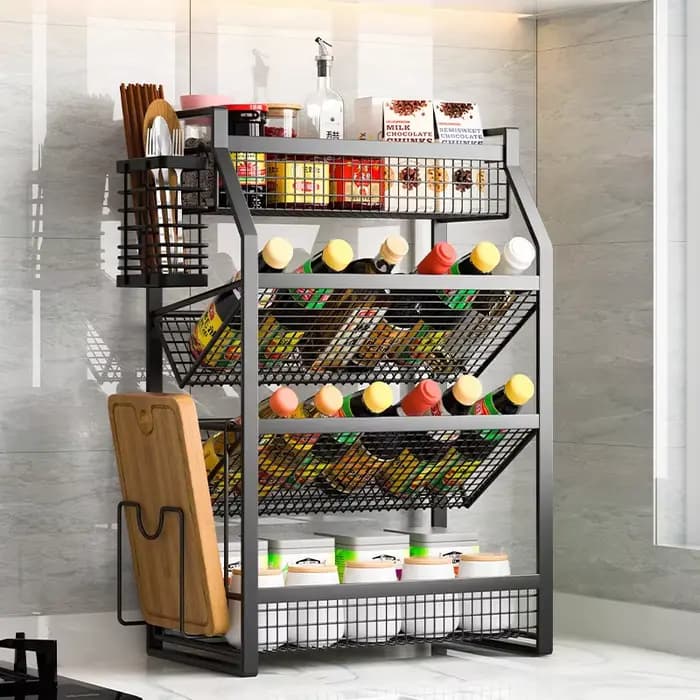 Étagère à condiments de cuisine, tiroir à plusieurs niveaux, armoire de rangement, panier, organisateur, tiroir, comptoir idéal, garde-manger sous l'évier, bureau