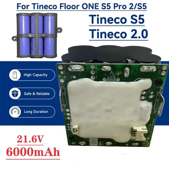 Batterie li-ion rechargeable 21.6V 6000mAh nouvellement améliorée pour Tineco FLOOR ONE 2.0 S5 PRO 2 S5 Smart S5