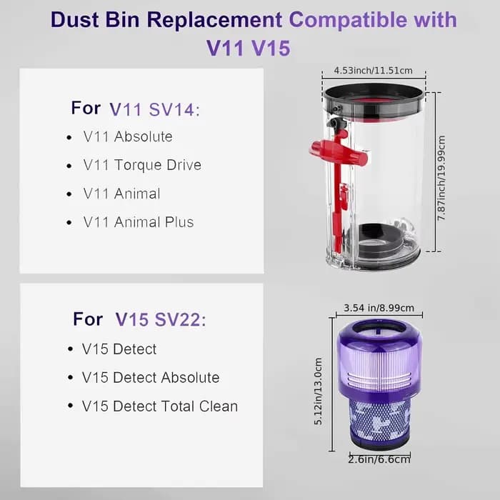 Poubelles adaptées aux aspirateurs V11 V15 SV14 SV15 SV22