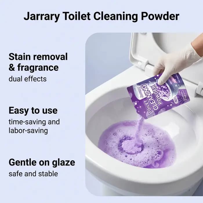 Poudre nettoyante pour cuvettes de toilettes violettes