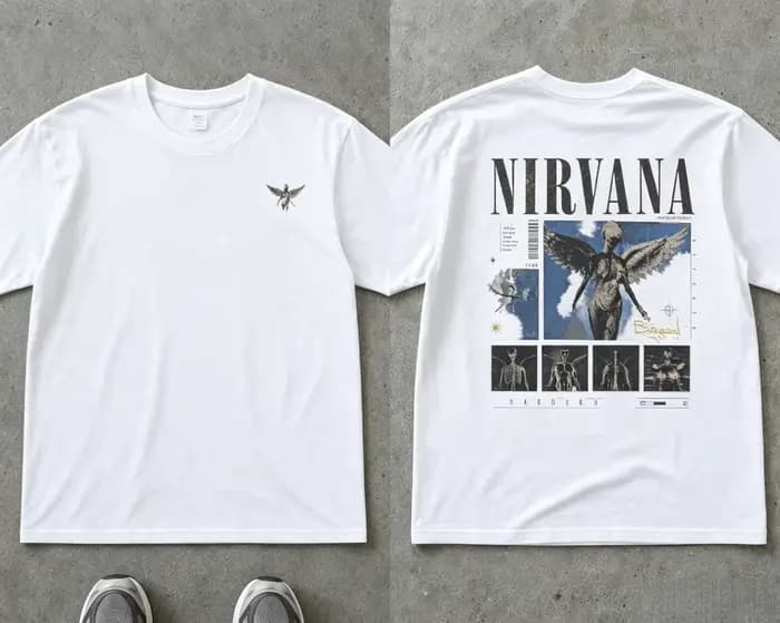 T-shirt en coton Nirvana Lithium Vintage Angel, collection été 2026, style rétro oversize streetwear Y2K pour hommes et femmes, vêtements de sport