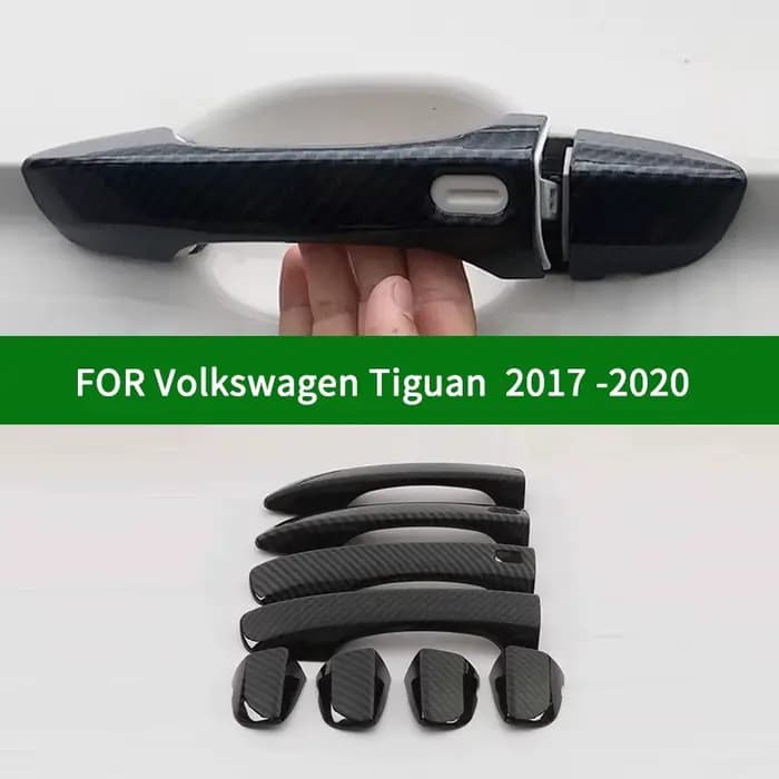Couvercle de poignée de porte en fibre de carbone brillant, accessoire pour Volkswagen Tiguan r-line 2017 – 2020 de deuxième génération, garniture 2018 2019