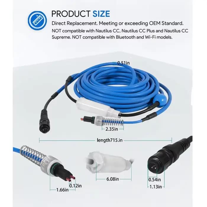 9995861 Câble et pivotant DIY 2 fils pour robot nettoyeurs de piscine Dolphin Nautilus (ancien), DX3, Advantage Plus, Endeavour, 60 pieds