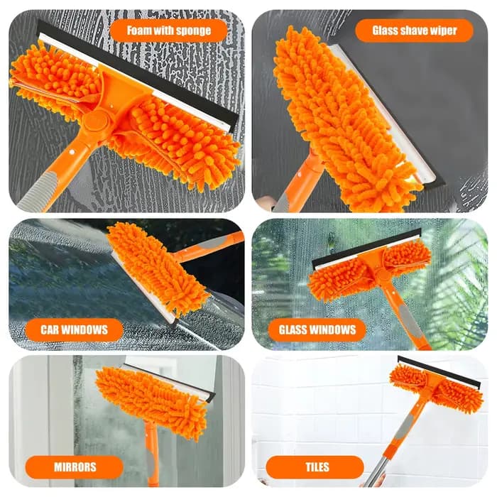 Ensemble d'outils de nettoyage de vitres extensibles 180 °   Vadrouille de fenêtre rotative à Long manche, essuie-glace domestique, brosse de nettoyage de la poussière, nouveau