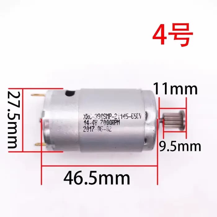 Moteur d'aspirateur 390 380 395 DC 12V 14.4V 21.6V avec roues en fer