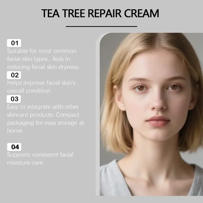 Crème réparatrice apaisante multi-action pour le visage, crème d'arbre à thé, Centella céramide, Aloe Vera, hydratante pour peaux sensibles et grasses