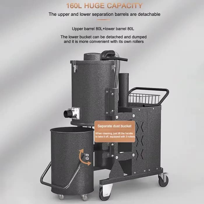 Aspirateur cyclonique industriel électrique pour nettoyage humide et sec