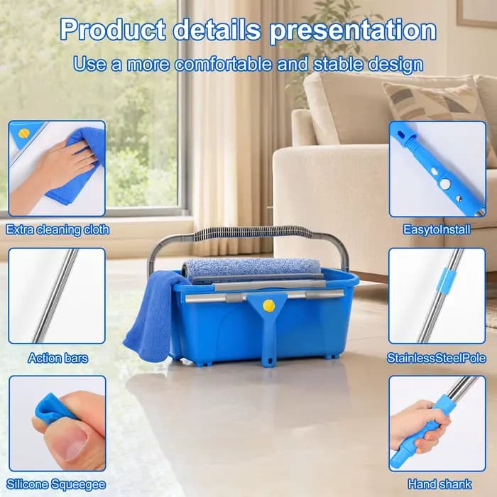 Kit de nettoyage de vitres professionnel avec seau