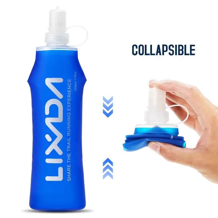 Vexada-Bouteille d'eau d'hydratation pliable sans BPA, souple, pour la course en plein air, la randonnée et le cyclisme, 250ml / 500ml / 300ml / 380ml