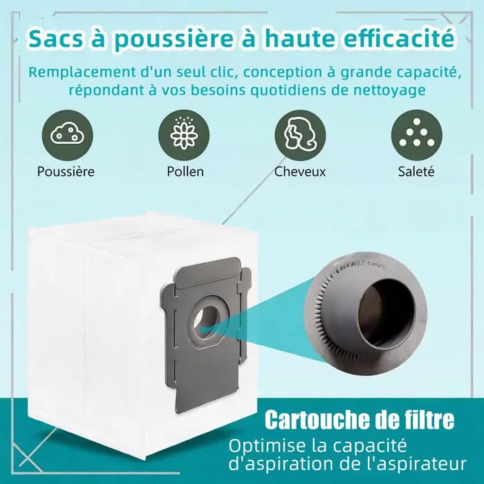 Sacs sous vide pour iRobot Roomba i s j 100 400 500 Series All Clean Base
