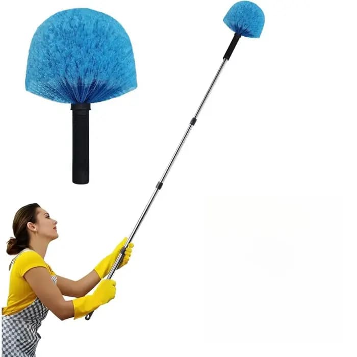 Brosse de plafond à tête sphérique pour l'élimination des toiles d'araignées