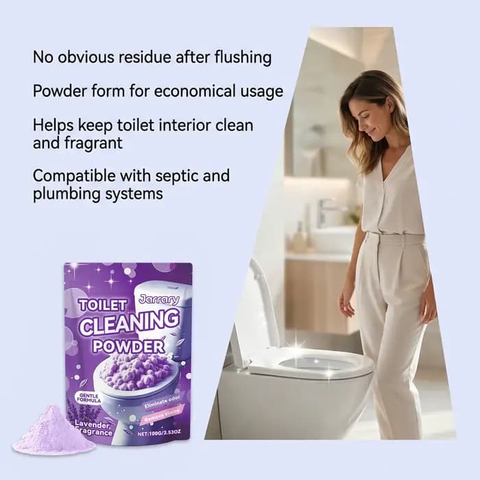 Poudre nettoyante pour cuvettes de toilettes violettes
