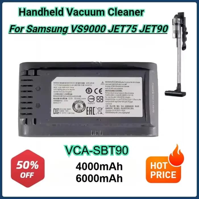 Batterie d'aspirateur VCA-SBT90/XAA VS20R9046T3/AA VS20T7536T5/AA pour Samsung Jet 75 Jet 90 Jet75 Pet Jet90 VS9000 VCA-SBT90