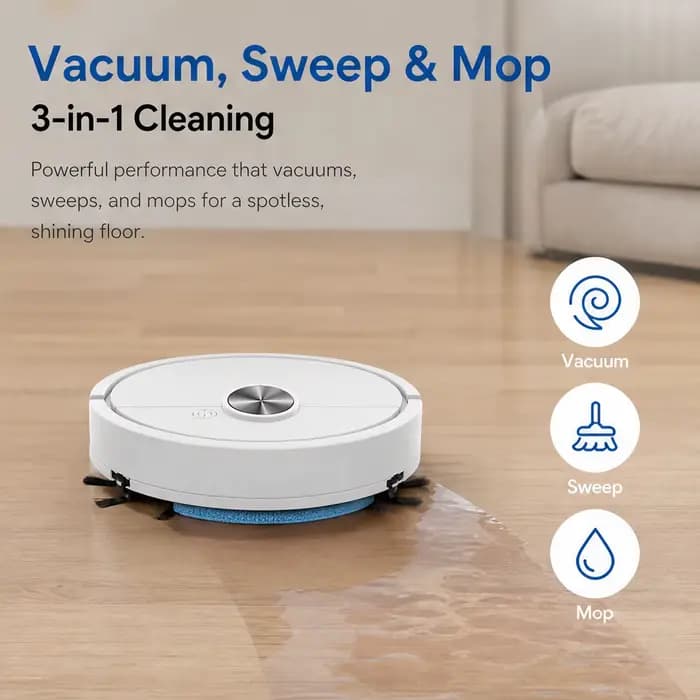 Mini aspirateur robot 3 en 1, machine de nettoyage intelligente légère, évitement automatique des obstacles pour poils d'animaux, sols durs et tapis