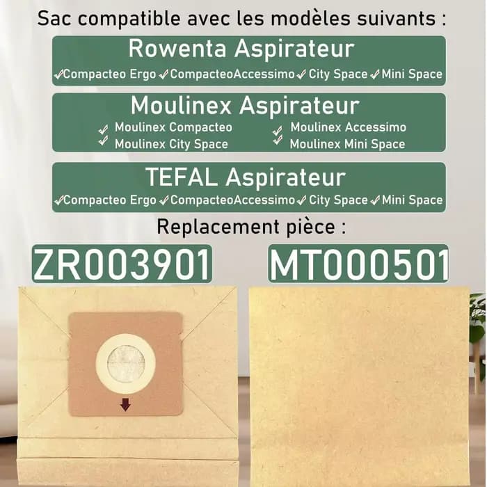 Sacs à poussière pour Rowenta ZR003901