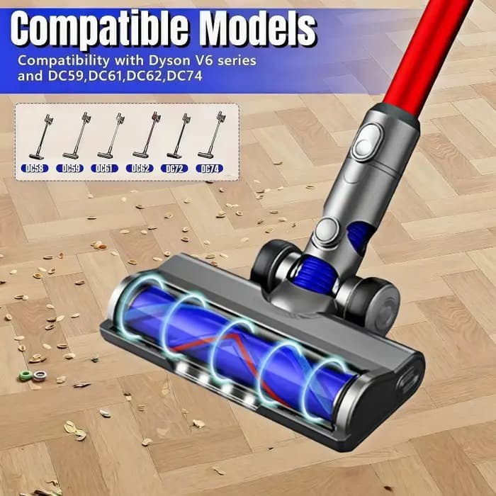 Brosse de sol à entraînement direct pour les modèles Dyson V6 DC58 DC59 DC61 DC62 DC72 DC74. Pièce de rechange pour aspirateur avec éclairage LED pour le nettoyage