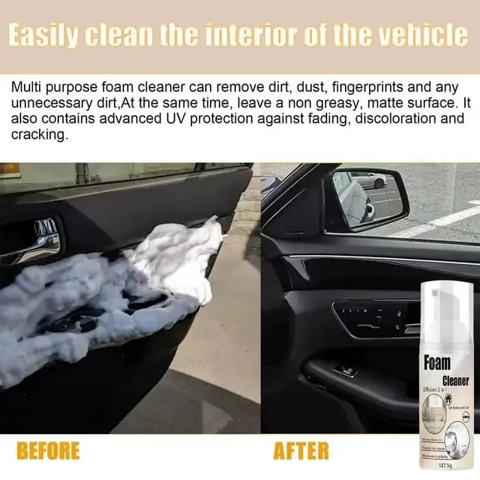 Nettoyant Moussant 2-en-1 pour Sièges de Voiture – Élimination des Taches et Nettoyage